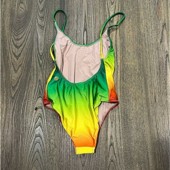NWOT Triya Maio Ariel Jamaica Gradient One Piece Swimsuit Multicolor Size M - Picture 2 of 5